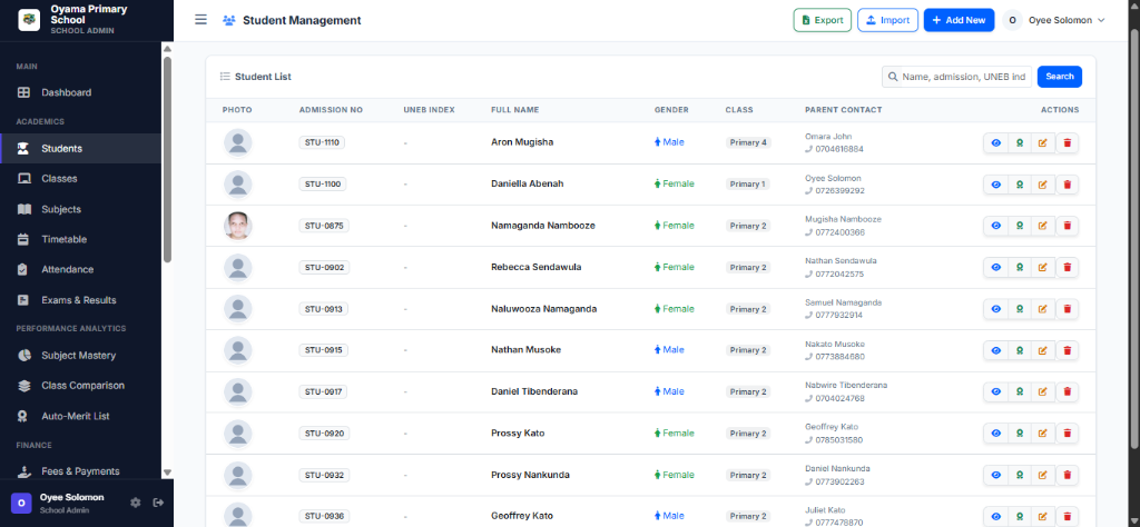 Student records and attendance management in EduSphere
