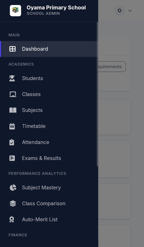 EduSphere School Administrator mobile dashboard